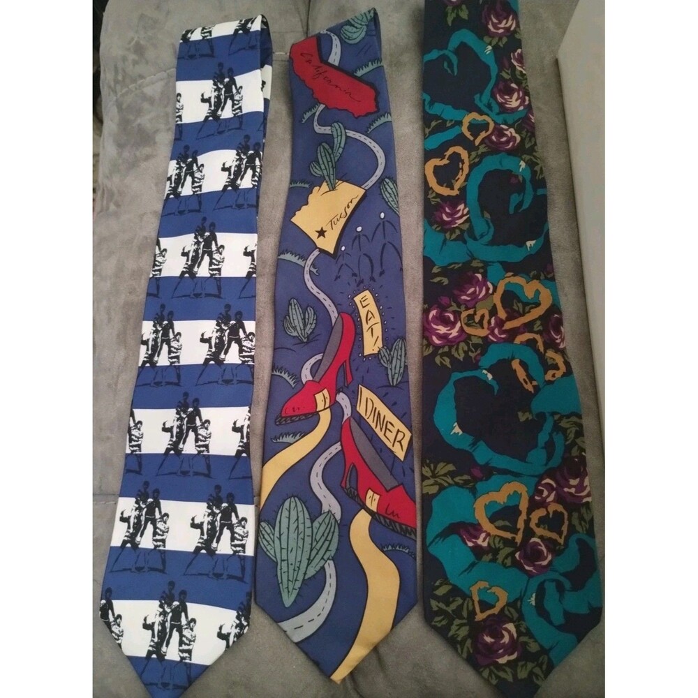 Beatles Imported Silk Ties Lot Of 3 Song Titles